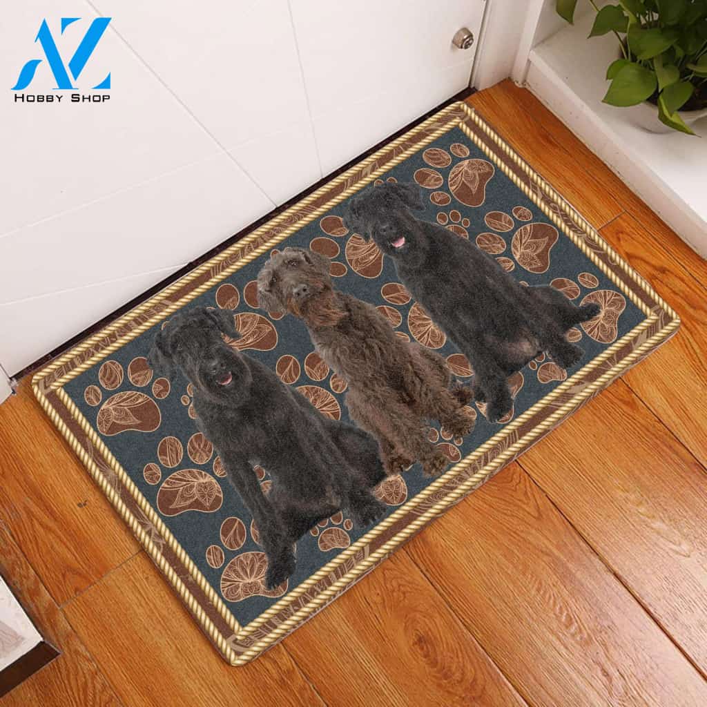 Giant Schnauzer Flower Paw - Dog Doormat Welcome Mat House Warming Gift Home Decor Gift for Dog Lovers Funny Doormat Gift Idea