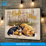 Personalized Canvas Gift_ Cute Sleeping Animals Canvas Give It To God And Go To Sleepchristmas Gift Idea Canvas Wall Art