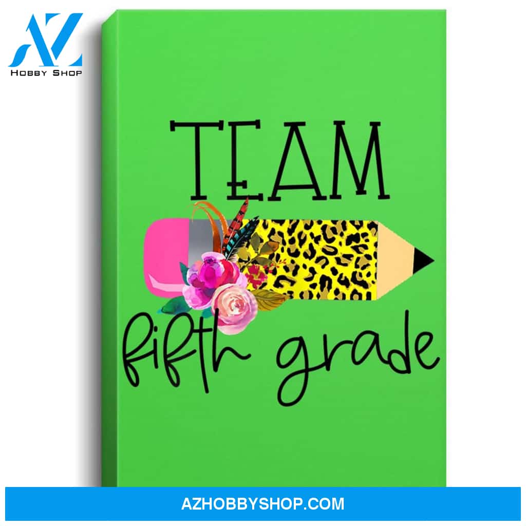 Gift For 5Th Grade Teacher Team Fifth Grade Leopard Pencil Portrait Canvas