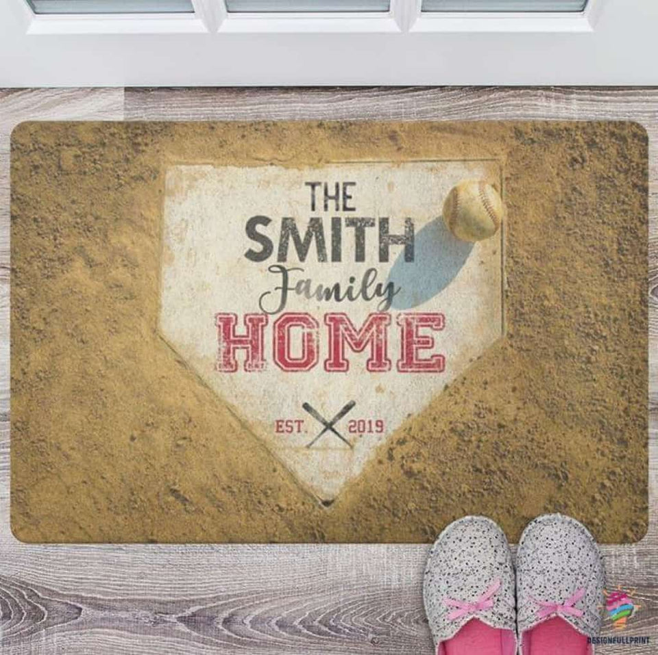 Gift For Baseball Lover Home Baseball Ground Stadium Personalized Non-Slip Rubber Backing Doormat Or Coir Doormat HG