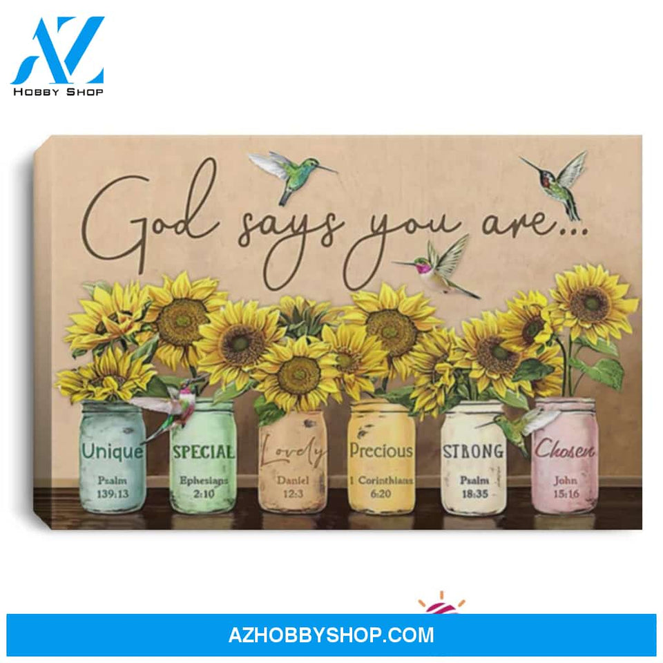 Gift For Bird Lover Gift For Hippie God Says You Are Humming Bird And Sunflower Wall Art Canvas Hg