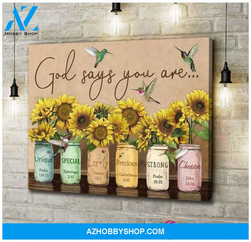 Gift For Bird Lover Gift For Hippie God Says You Are Humming Bird And Sunflower Wall Art Canvas Hg