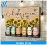 Gift For Bird Lover Gift For Hippie God Says You Are Humming Bird And Sunflower Wall Art Canvas Hg