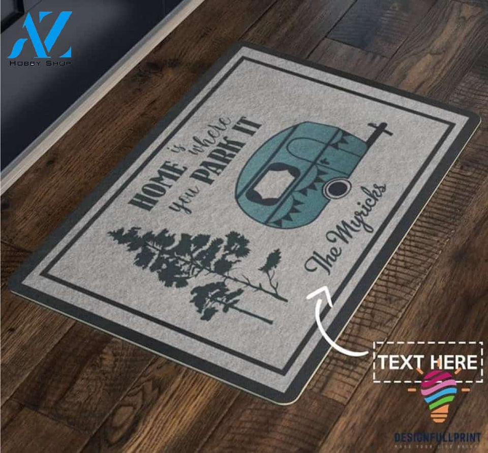 Gift For Camper Home Is Where Custom Happy Camper Doormat LH Gift For Camping Lover Camping Doormat Gift For Family Memorial Keepsakes