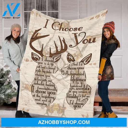 Gift For Couple Blanket, Deer Couple I Choose You