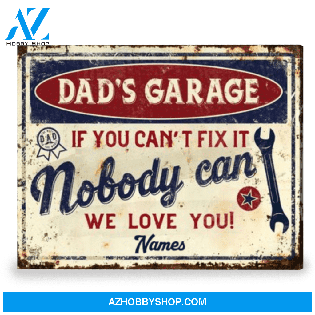 Gift For Dad Day Personalized Grage Sign For Dad Canvas Print