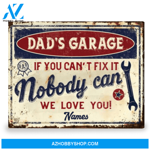 Gift For Dad Day Personalized Grage Sign For Dad Canvas Print