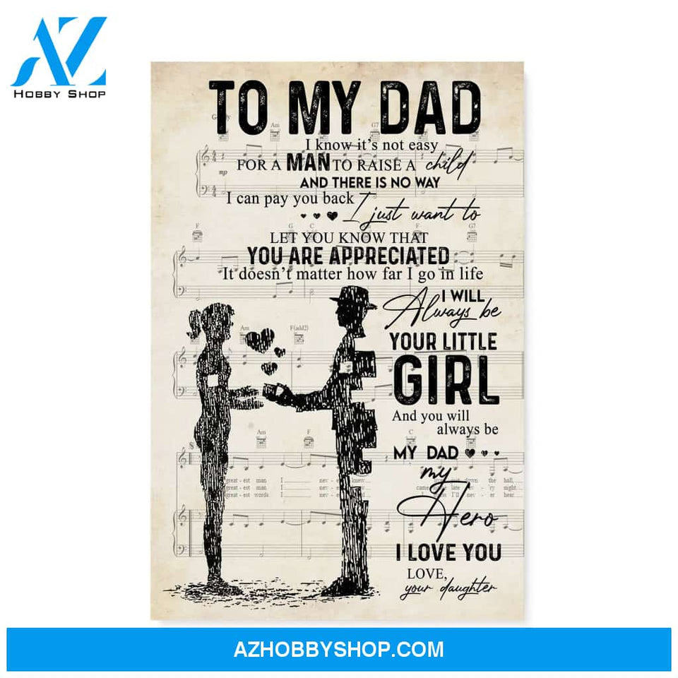 Gift for Dad from daughter Dad and daughter gift Sheet Music Canvas