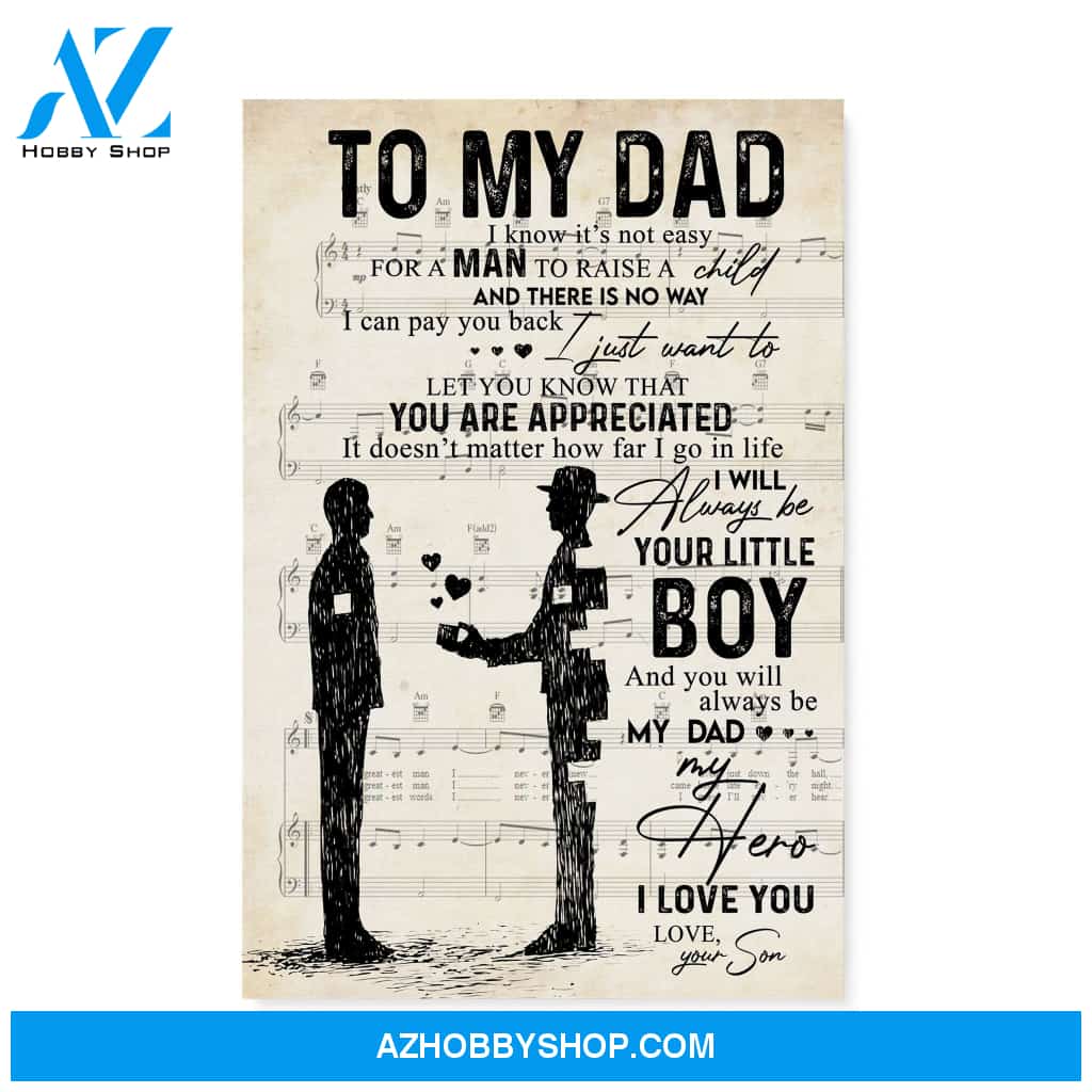 Gift for Dad from Son Dad and Son gift Sheet Music Canvas