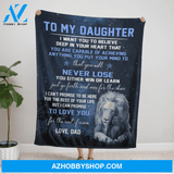 Gift For Daughter Blanket, Lion To My Daughter You Will Never Lose - Love From Dad