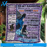 Gift For Daughter Blanket, Mom To Daughter Witch Girl Letter To Daughter Halloween Fleece Blanket