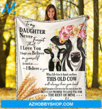 Gift For Daughter Blanket, To My Daughter Cow Heifer Farming Farmer Fleece Blanket