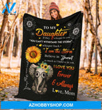 Gift For Daughter Blanket, To My Daughter Elephant Sunflower Believe In Yourself As Much As I Believe In You - Love From Mom