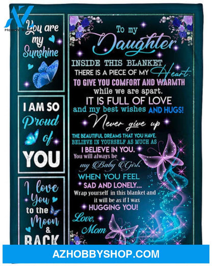 Gift For Daughter Blanket, To My Daughter I Love You To The Moom And Back Fleece Blanket