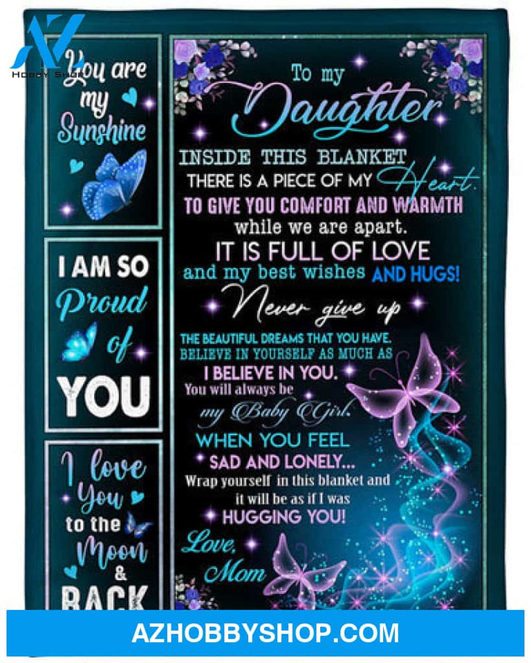 Gift For Daughter Blanket, To My Daughter I Love You To The Moom And Back Fleece Blanket