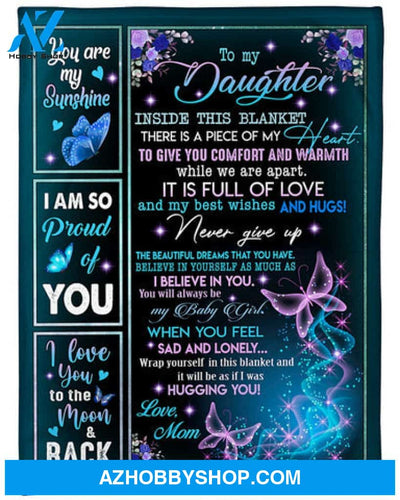 Gift For Daughter Blanket, To My Daughter I Love You To The Moom And Back Fleece Blanket