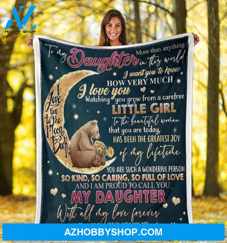 Gift For Daughter Blanket, To My Daughter I Love You To The Moon And Back Fleece Blanket