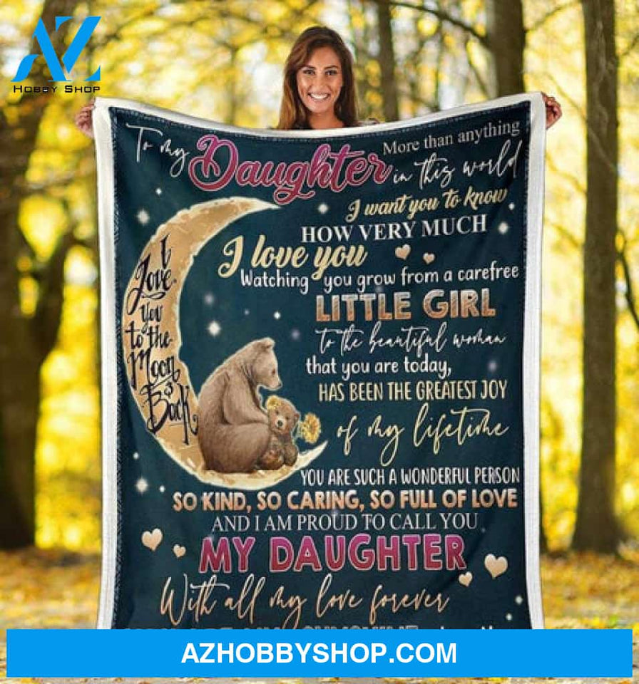Gift For Daughter Blanket, To My Daughter I Love You To The Moon And Back Fleece Blanket