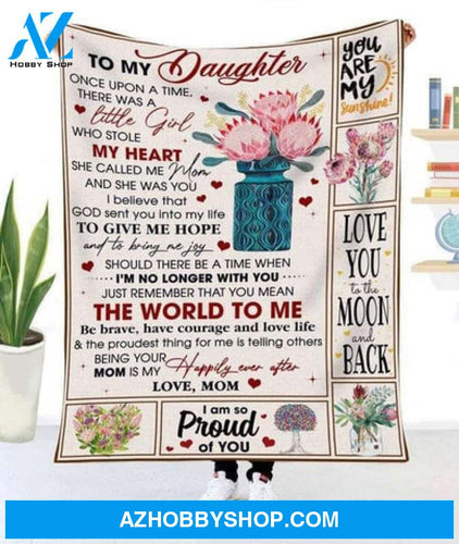 Gift For Daughter Blanket, To My Daughter You Are My Sunshine A Love Mail From Mom Fleece Blanket