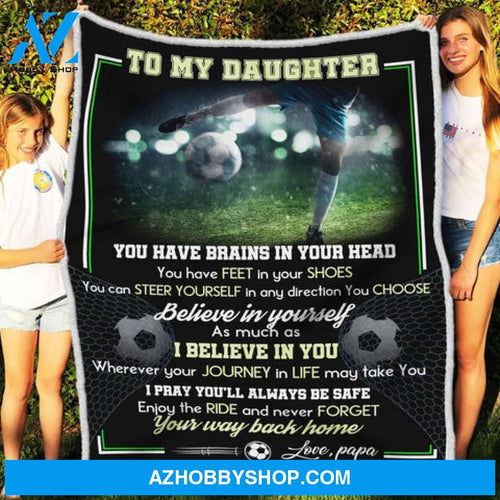 Gift For Daughter Blanket, To Daughter Soccer Fleece Blanket