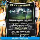 Gift For Daughter Blanket, To Daughter Soccer Fleece Blanket