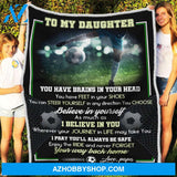 Gift For Daughter Blanket, To Daughter Soccer Fleece Blanket