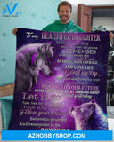 Gift For Daughter Blanket, When Life Gets Hard Wolf Galaxy Dad To Daughter Fleece Blanket