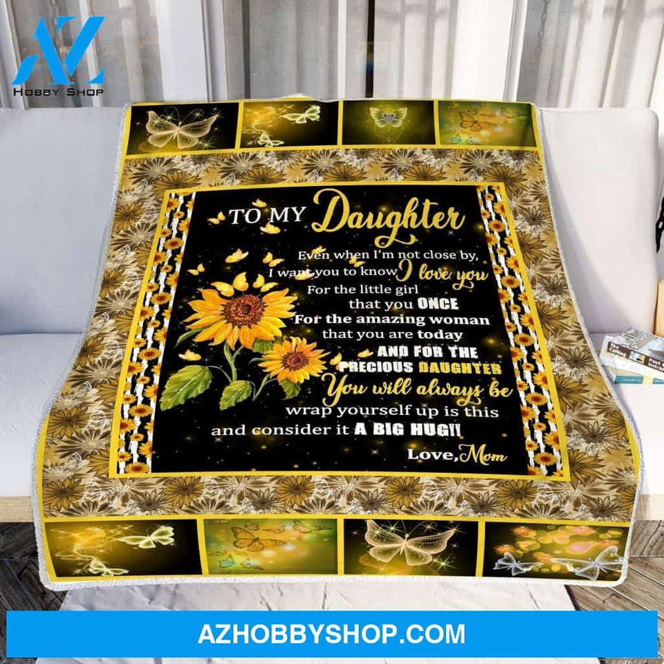 Gift For Daughter - Butterfly Sunflower Mom To Daughter Fleece Blanket