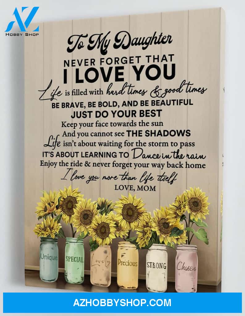 Gift for Daughter from Mom - Colorful Sunflower Vases - Framed Canvas Gift MD053