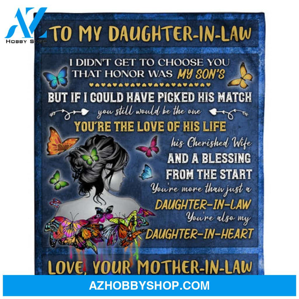 Gift For Daughter-in-law Blanket, To My Daughter-In-Law Butterfly From Mother-In-Law You're The Love Of His Life