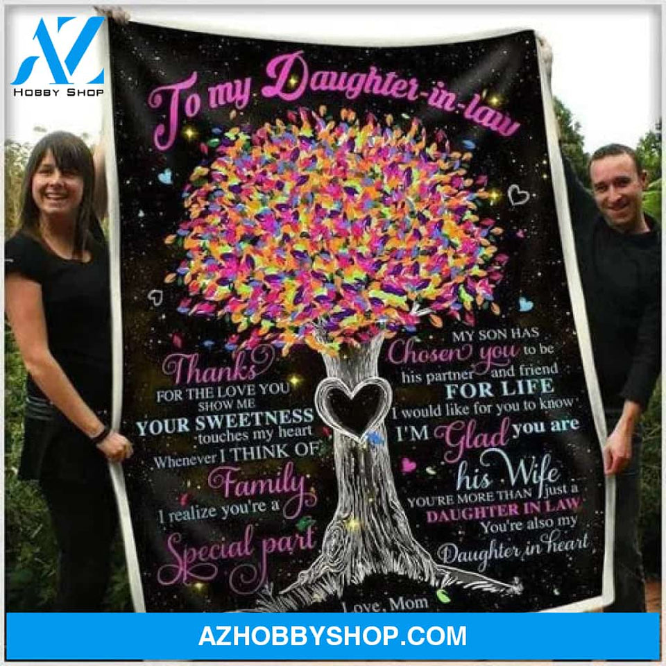 Gift For Daughter In Law, To My Daughter In Law Thanks For The Love You Blanket Gift For Mother In Law
