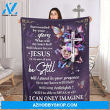 Gift For Family Blanket, I Can only Imagine - Beautiful Floral Cross Blanket Gift For Family Friend