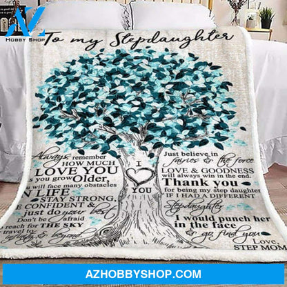 Gift For Family Blanket, Tree Of Life To My Stepdaughter From Step Mom