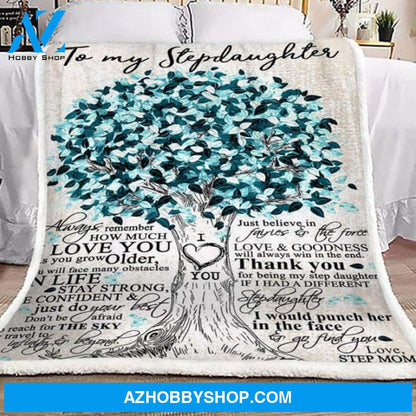 Gift For Family Blanket, Tree Of Life To My Stepdaughter From Step Mom