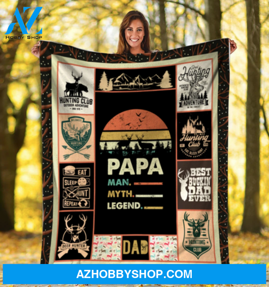 Gift For Father Blanket, Papa Man Myth Legend Vintage Blanket Gift For Dad