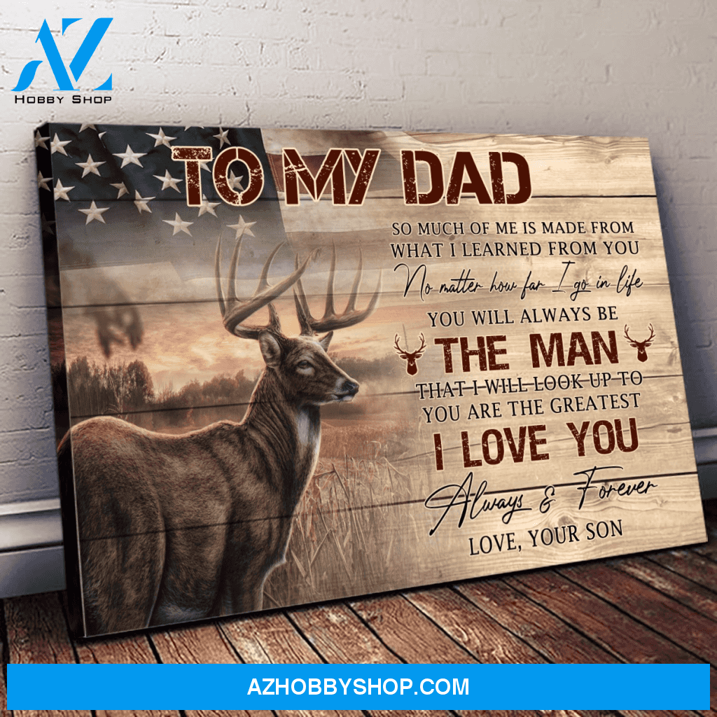 Gift For Father's Day Canvas | To My Dad American Canvas | Deer 3D Print Canvas Wall Art, Wall Decor Visual Art