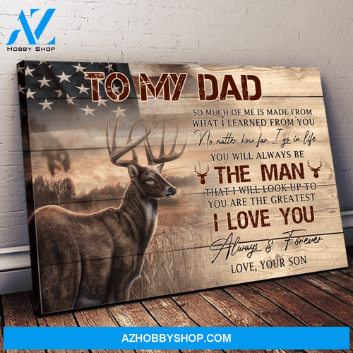 Gift For Father's Day Canvas | To My Dad American Canvas | Deer 3D Print Canvas Wall Art, Wall Decor Visual Art