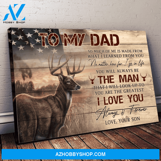Gift For Father's Day Canvas | To My Dad American Canvas | Deer 3D Print Canvas Wall Art, Wall Decor Visual Art