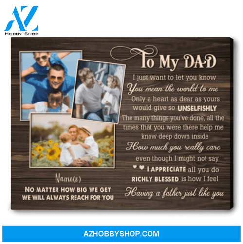 Gift For First Father's Day Personalized Photo And Name Canvas Wall Art