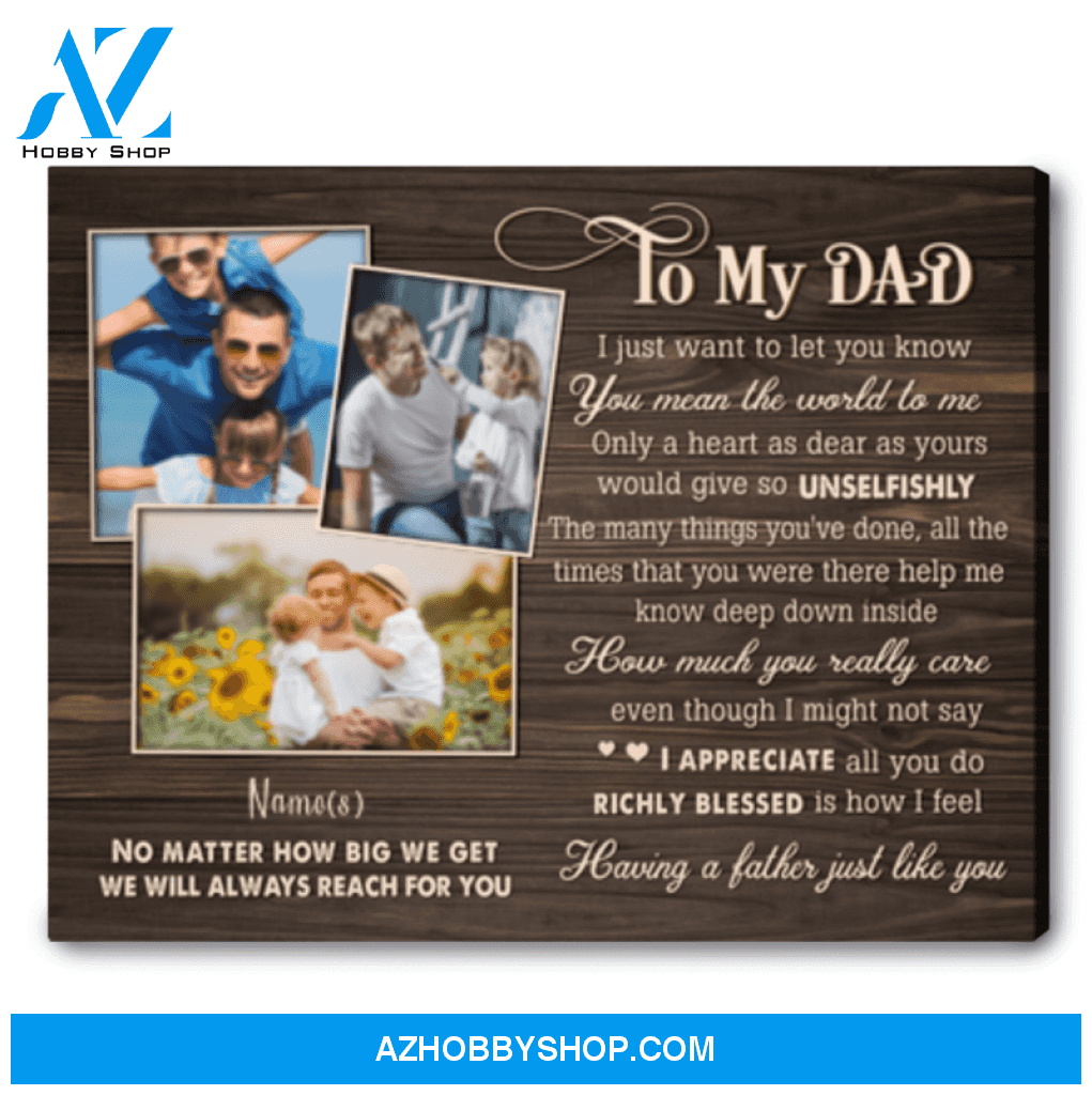 Gift For First Father's Day Personalized Photo And Name Canvas Wall Art