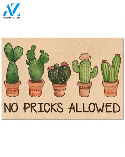 Personalized Name Family House Gift For Gardener Succulent Cactus No Pricks Allowed Doormat, Gift For Gardening Lovers, Gift For Friend Family Decor Warm House Gift Welcome Mat
