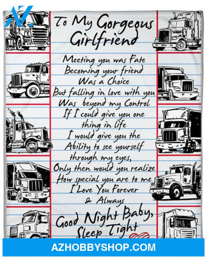 Gift For Girlfriend Blanket, Trucker's Girlfriend Premium Fleece Blanket