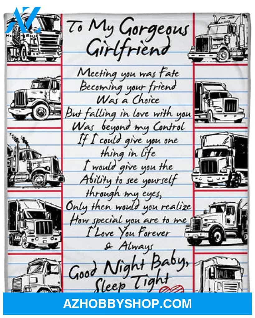 Gift For Girlfriend Blanket, Trucker's Girlfriend Premium Fleece Blanket