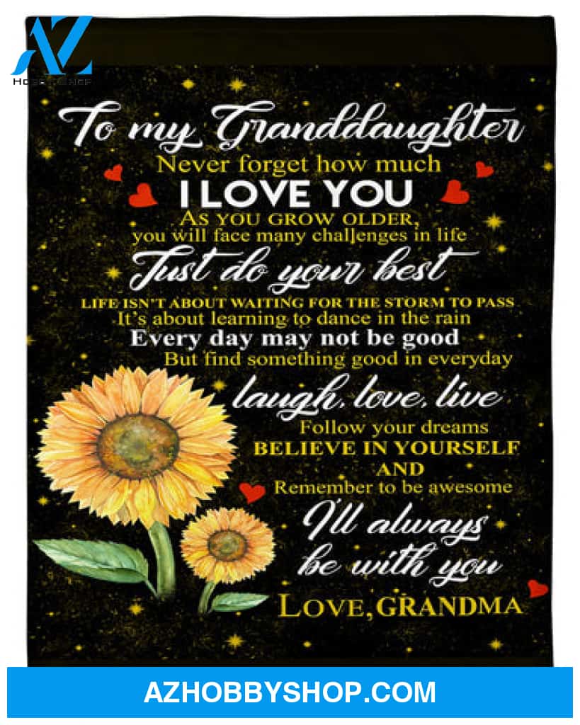 Gift For Granddaughter Blanket, Grandma To Granddaughter Laugh Love Live Fleece Blanket