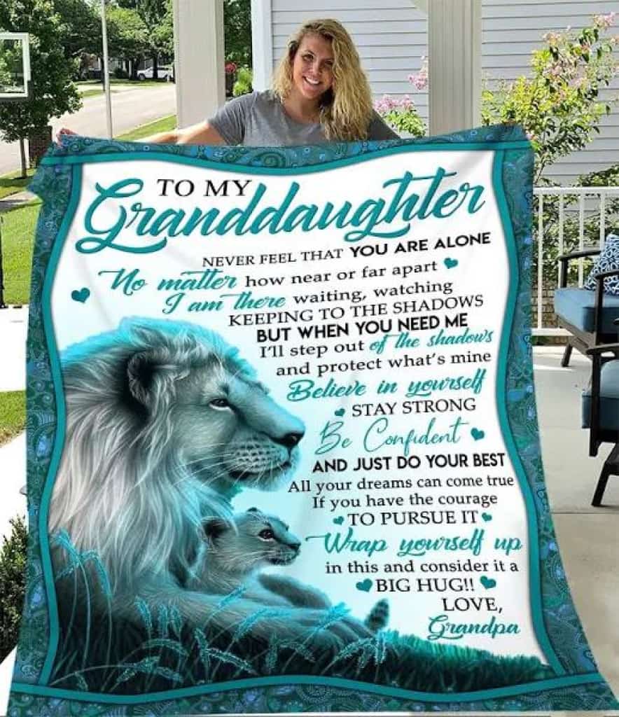 Gift For Granddaughter Blanket, Lion To My Granddaughter Never Feel That You Are Alone - Love From Grandpa