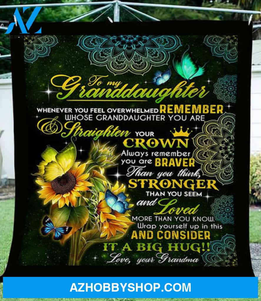 Gift For Granddaughter Blanket, To My Granddaughter Consider It A Big Hug Sunflower Butterfly Mandala - Love From Grandma