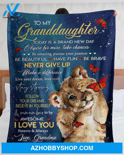 Gift For Granddaughter Blanket, To My Granddaughter Blanket,Cozy Premium Never Give Up Fleece Blanket