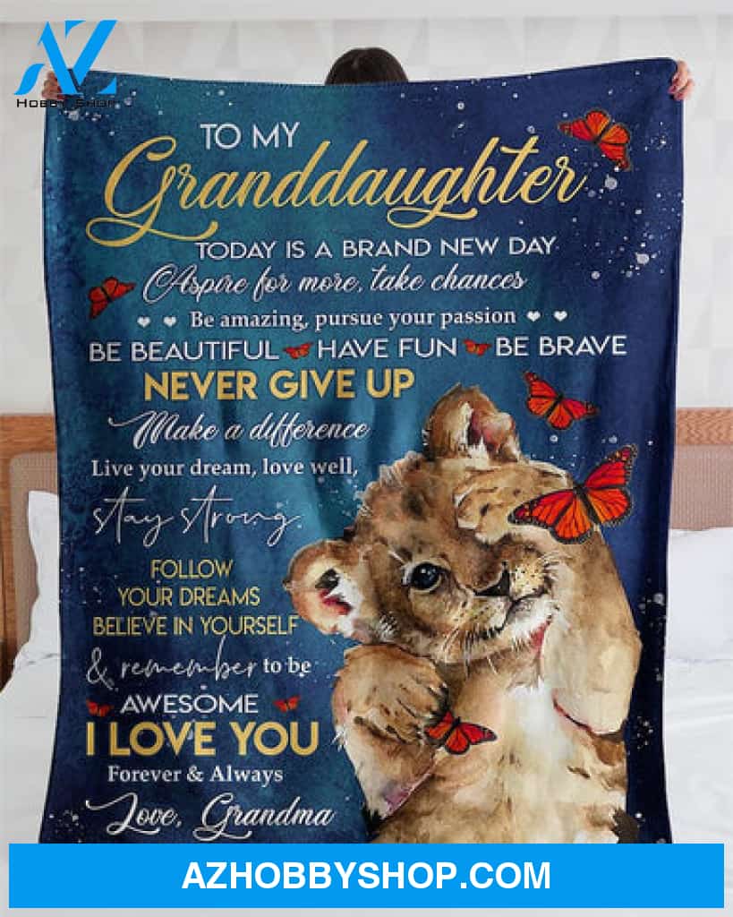 Gift For Granddaughter Blanket, To My Granddaughter Blanket,Cozy Premium Never Give Up Fleece Blanket