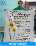 Gift For Granddaughter Blanket, To My Granddaughter Sunflower Never Forget That I Love You - Love From Grandpa