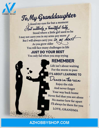 Gift for Granddaughter from Grandma - Black and White - Framed Canvas Gift GMD047